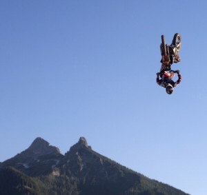 FMX backflip in mid flip