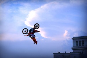 FMX backflip in mid flip