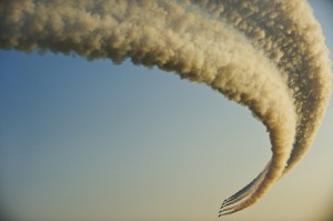 vapor trails from jet fighters