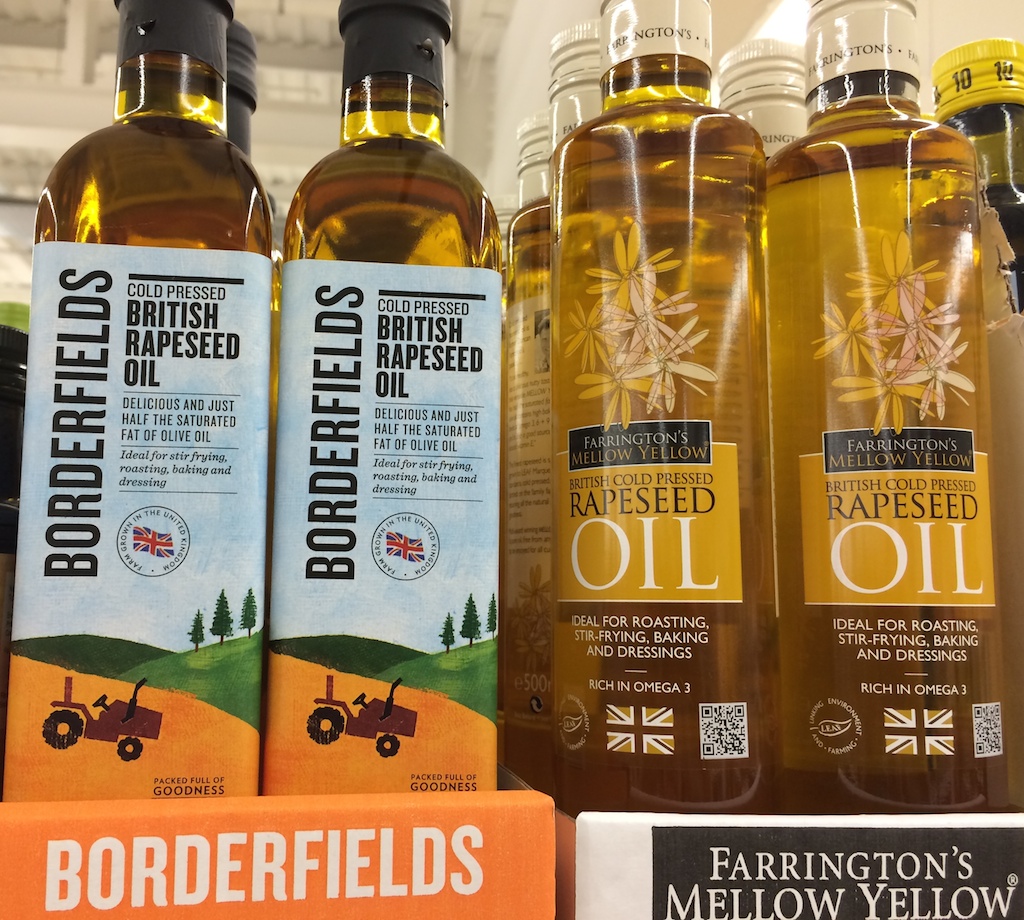 Rapeseed oil for sale in UK supermarkets.