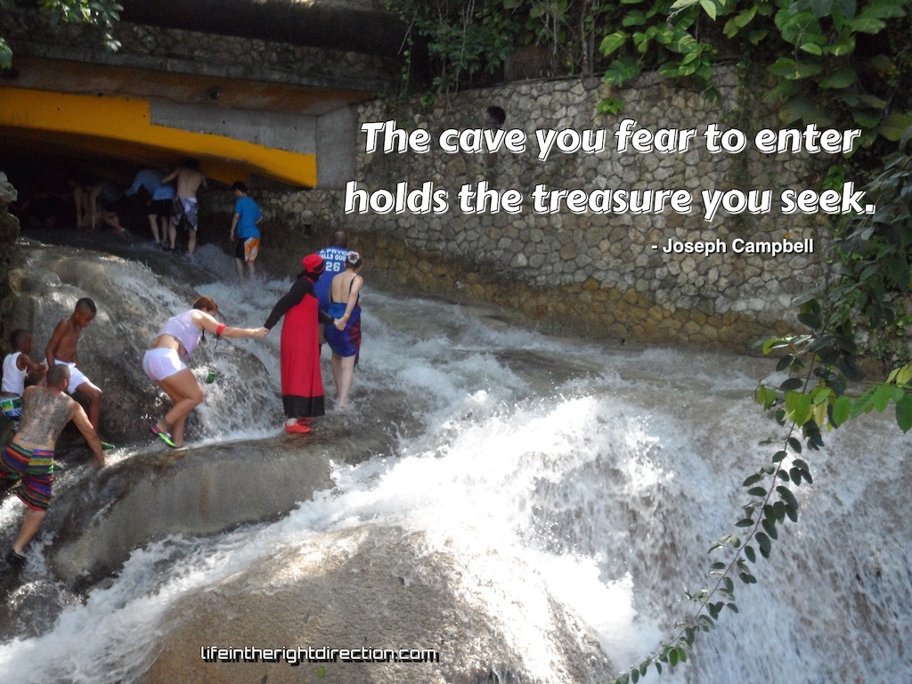 The cave you fear to enter holds the treasure you seek -  worries and superheroes