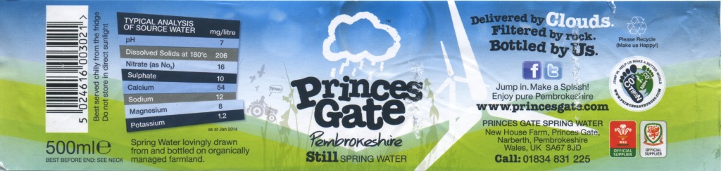 Princes Gate Water Label